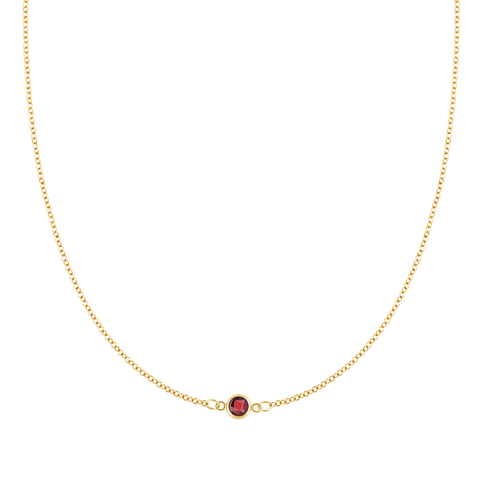 Classic 1 Garnet Necklace in 14k Gold (January)