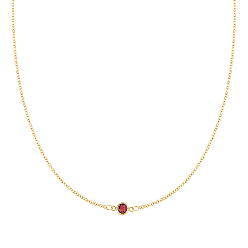 Petite 1 Garnet Necklace in 14k Gold (January)