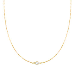 Classic 1 Moonstone Necklace in 14k Gold (June)