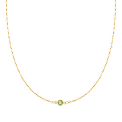 Classic 1 Peridot Necklace in 14k Gold (August)