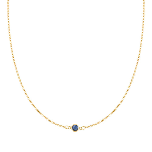 Petite 1 Sapphire Necklace in 14k Gold (September)