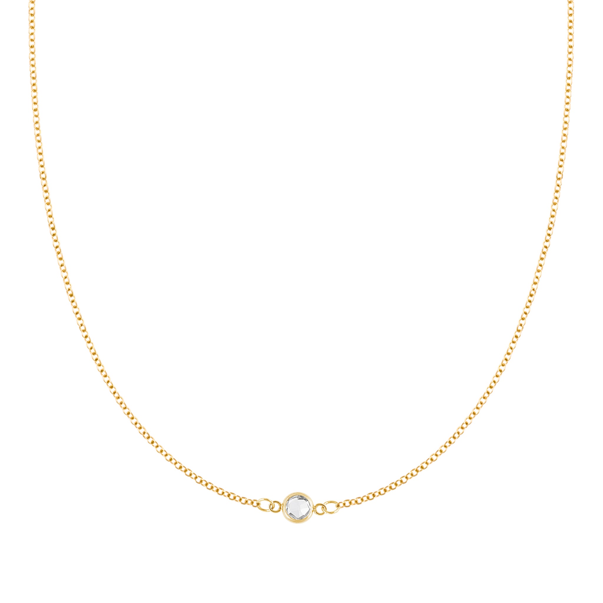 Petite 1 White Topaz Necklace in 14k Gold (April)