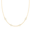 Personalized cable chain necklace featuring four 4 mm briolette cut gemstones bezel set in 14k yellow gold - front view