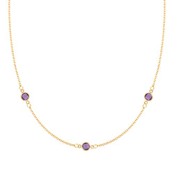 Bayberry 3 Amethyst Necklace in 14k Gold (February)