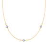 Bayberry 1.17 mm cable chain birthstone necklace featuring three 4 mm briolette aquamarines set in 14k gold - front view