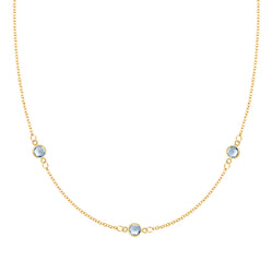Bayberry 3 Aquamarine Necklace in 14k Gold (March)