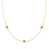 Bayberry 1.17 mm cable chain birthstone necklace featuring three 4 mm briolette citrines bezel set in 14k gold - front view
