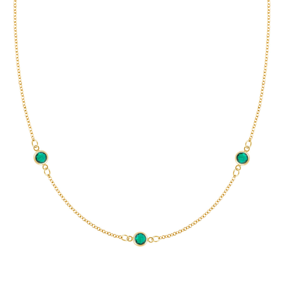 Bayberry Emerald Necklace in 14k Gold (May) - Main Image
