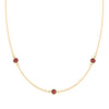 Bayberry 1.17 mm cable chain birthstone necklace featuring three 4 mm briolette garnets bezel set in 14k gold - front view