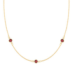 Bayberry 3 Garnet Necklace in 14k Gold (January)
