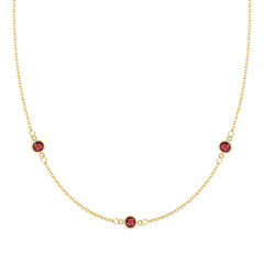 Bayberry 3 Garnet Necklace in 14k Gold (January)