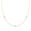 Bayberry 1.17 mm cable chain birthstone necklace featuring three 4 mm briolette moonstones bezel set in 14k gold - front view