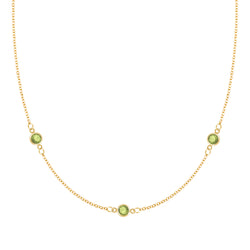 Bayberry 3 Peridot Necklace in 14k Gold (August)