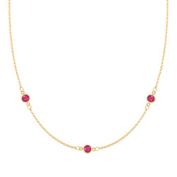 Bayberry 3 Ruby Necklace in 14k Gold (July)