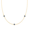 Bayberry 1.17 mm cable chain birthstone necklace featuring three 4 mm briolette sapphires bezel set in 14k gold - front view