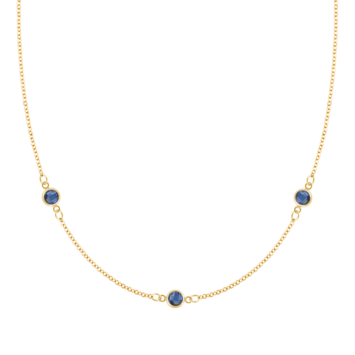 Lab-Created Sapphire Necklace with Diamonds 10K Yellow Gold | Kay Outlet