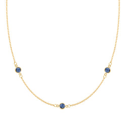 Bayberry 3 Sapphire Necklace in 14k Gold (September)