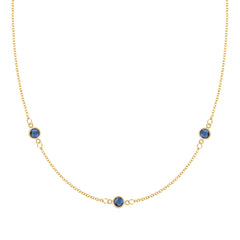 Bayberry 3 Sapphire Necklace in 14k Gold (September)