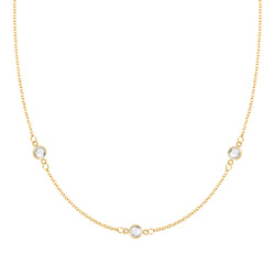 Bayberry 3 White Topaz Necklace in 14k Gold (April)