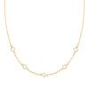 Personalized cable chain necklace featuring five 4 mm briolette cut gemstones bezel set in 14k yellow gold - front view