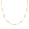 Personalized cable chain necklace featuring seven 4 mm briolette cut gemstones bezel set in 14k yellow gold - front view