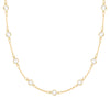 Personalized cable chain necklace featuring nine 4 mm briolette cut gemstones bezel set in 14k yellow gold - front view