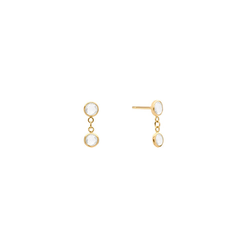 Petite 2 Birthstone Earrings in 14k Gold