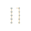 A pair of Newport earrings each featuring five 4 mm briolette cut aquamarines bezel set in 14k yellow gold