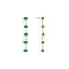 A pair of Newport earrings each featuring five 4 mm briolette cut emeralds bezel set in 14k yellow gold
