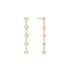 A pair of Newport earrings each featuring five 4 mm briolette cut moonstones bezel set in 14k yellow gold