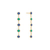 Pair of Terra Newport earrings each featuring 5 alternating 4 mm sapphires and emeralds set in 14k yellow gold