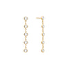 Pair of Newport earrings each featuring five 4 mm briolette cut white topaz bezel set in 14k yellow gold