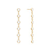 Pair of Personalized Classic dangle earrings featuring six gemstones bezel set in 14k yellow gold - front view
