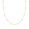 Classic Birthstone 1.17 mm cable chain necklace featuring ten 4 mm briolette cut white topaz in 14k yellow gold - front view