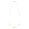 14k yellow gold cable chain necklace featuring three 1/4” flat discs engraved with the letters ABC