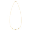 14k yellow gold cable chain necklace featuring three 1/4” flat discs engraved with the letters ABC