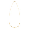 14k yellow gold cable chain necklace featuring five 1/4” flat discs engraved with the letters ABCDE