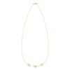 14k yellow gold cable chain necklace featuring three 1/4” flat engraved letter discs, spelling Oma