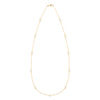 Bayberry 14k gold necklace featuring alternating 4 mm and 6 mm briolette cut bezel set white topaz