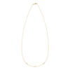 Personalized cable chain necklace featuring three 4 mm briolette cut gemstones bezel set in 14k yellow gold