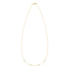 Personalized cable chain necklace featuring four 4 mm briolette cut gemstones bezel set in 14k yellow gold