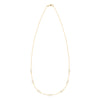 Personalized cable chain necklace featuring seven 4 mm briolette cut gemstones bezel set in 14k yellow gold