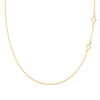 Personalized cable chain necklace featuring two 4 mm briolette cut gemstones bezel set in 14k yellow gold - front view