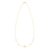 14k yellow gold Classic necklace featuring four birthstones and one 1/4” flat disc engraved with a four leaf clover