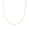 14k yellow gold 1.17 mm cable chain necklace featuring three round birthstones and a 1/2