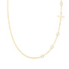 14k yellow gold 1.17 mm cable chain necklace featuring four round birthstones and a 1/2