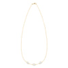 Grand 14k gold 1.17 mm cable chain necklace featuring three 6 mm briolette cut bezel set gemstones