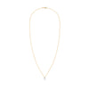 Greenwich cable chain necklace featuring one 4 mm round cut white topaz and one 2.1 mm diamond bezel set in 14k yellow gold
