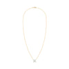Greenwich cable chain necklace featuring four 4 mm round cut white topaz and one 2.1 mm diamond bezel set in 14k yellow gold
