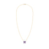 Greenwich cable chain necklace featuring four 4 mm round cut amethysts and one 2.1 mm diamond bezel set in 14k yellow gold